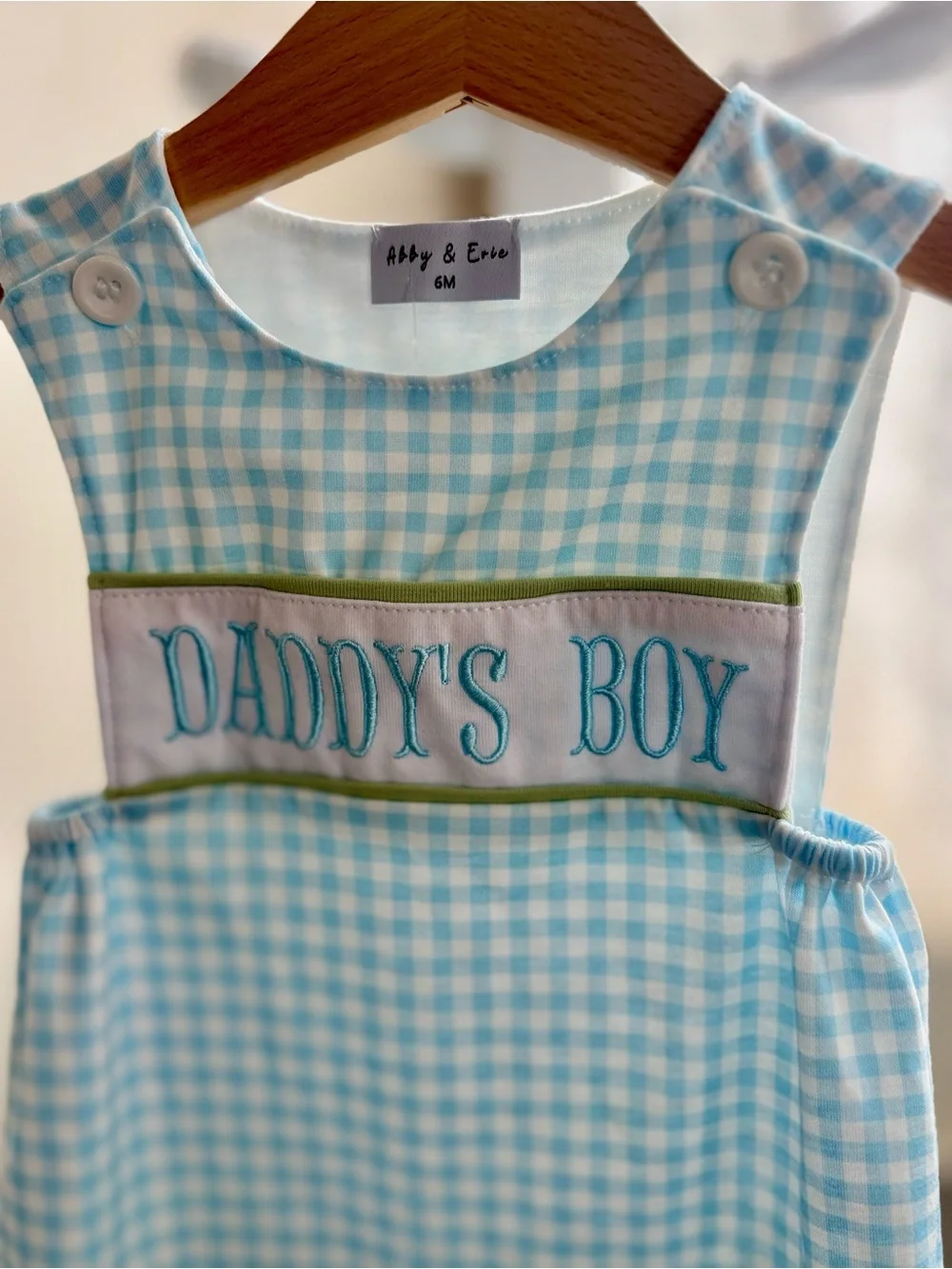 Daddy's Boy Blue Gingham Romper